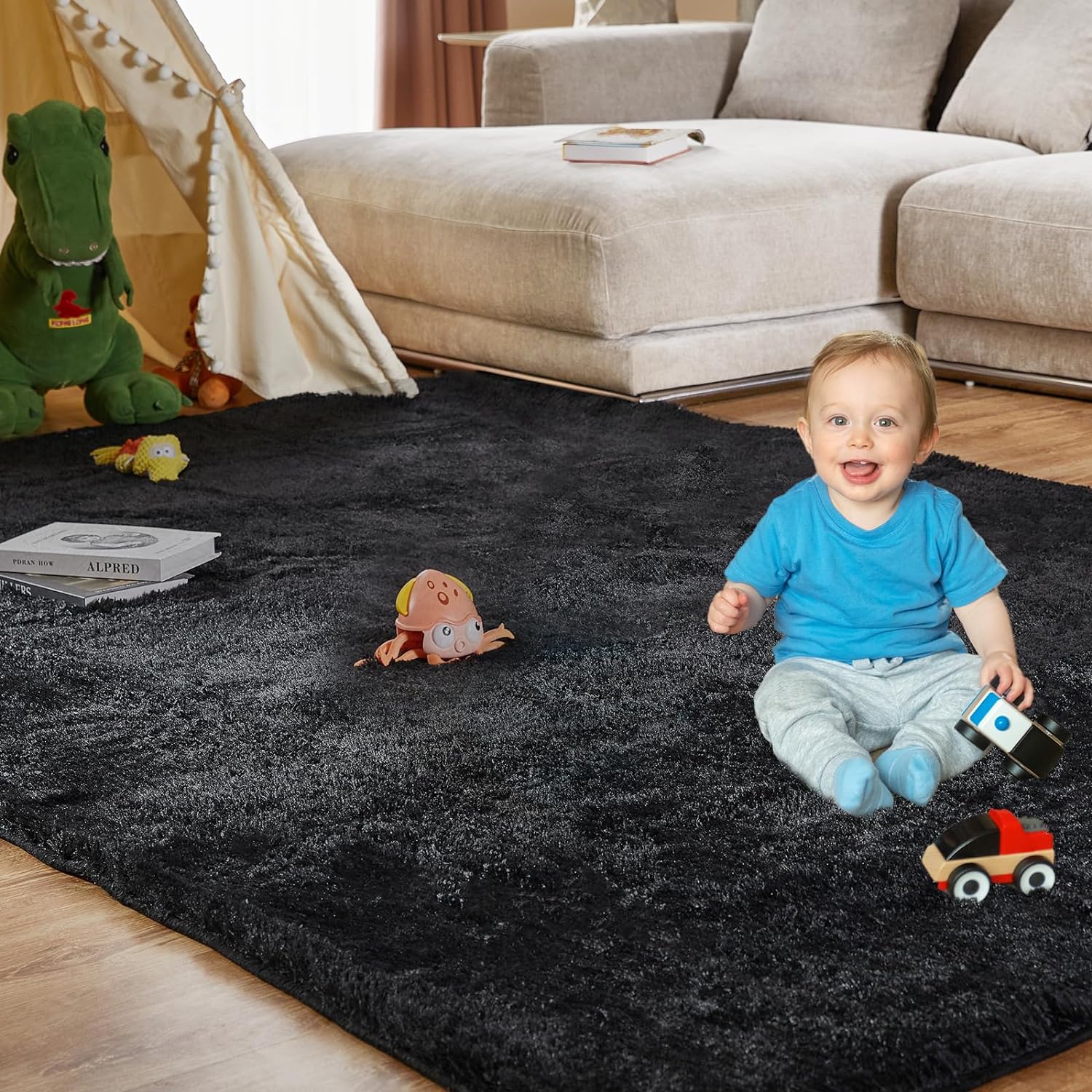 Silk Wool Rug Bedroom Living Room Carpet Children Shag Furry Area Carpet Prayer  image 4