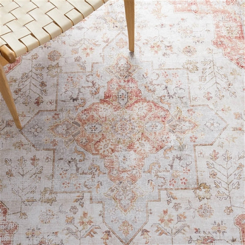 Traditional Persian Style Washable Boho Light Grey Red Area Rug image 2