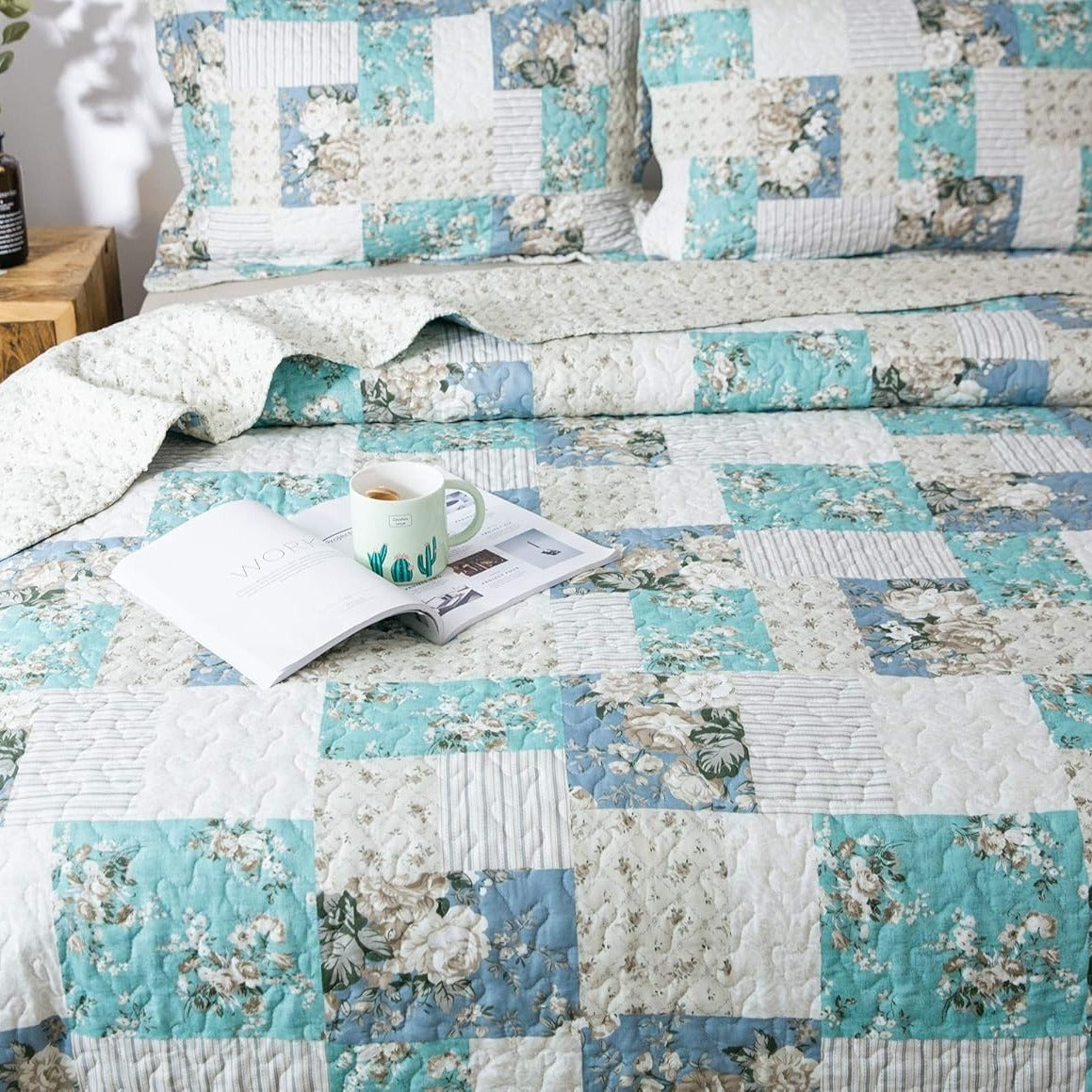 2/3pcs Light Floral Quilt Set, Cute Print All Season Lightweight Bedspread Cover image 33