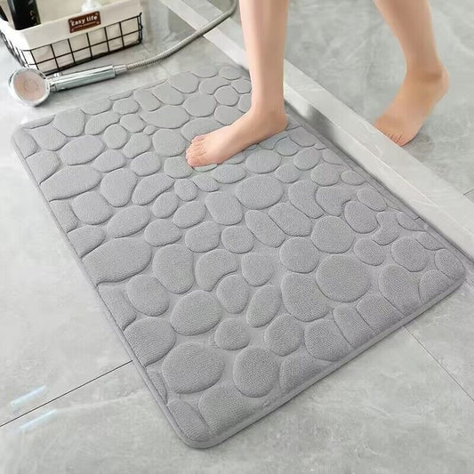 1 Embossed Pebble Bath Rug, Memory Foam Absorbent Floor Mat, Non-Slip Door Rug,  image 0