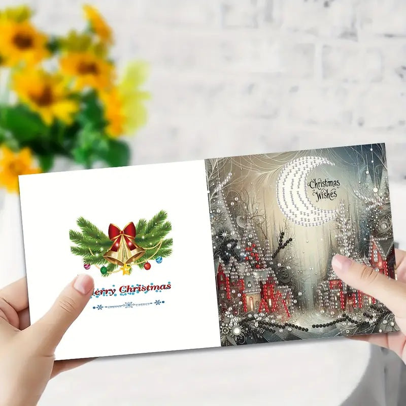 6 Christmas Wishes Greeting Cards Diamond Jewel Art COMPLETED & SEALED image 4