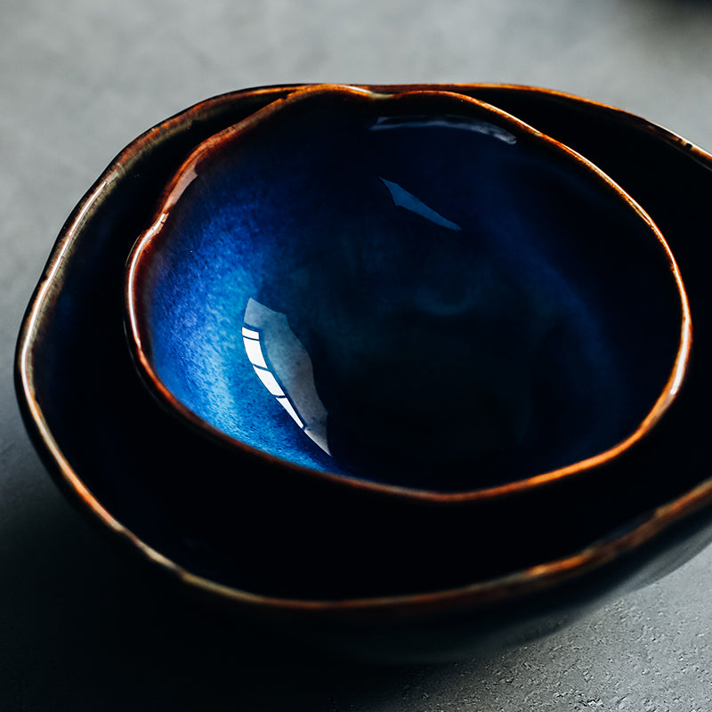 KINGLANG 1/2/4 Person Tableware Set Blue Color Ceramics Irregular Shape Dinner S image 5