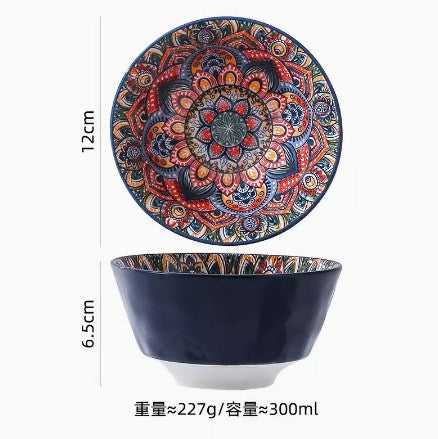 New Bohemian Style Ceramic Household Dishes with Handles Bowls Dishes and Househ image 12