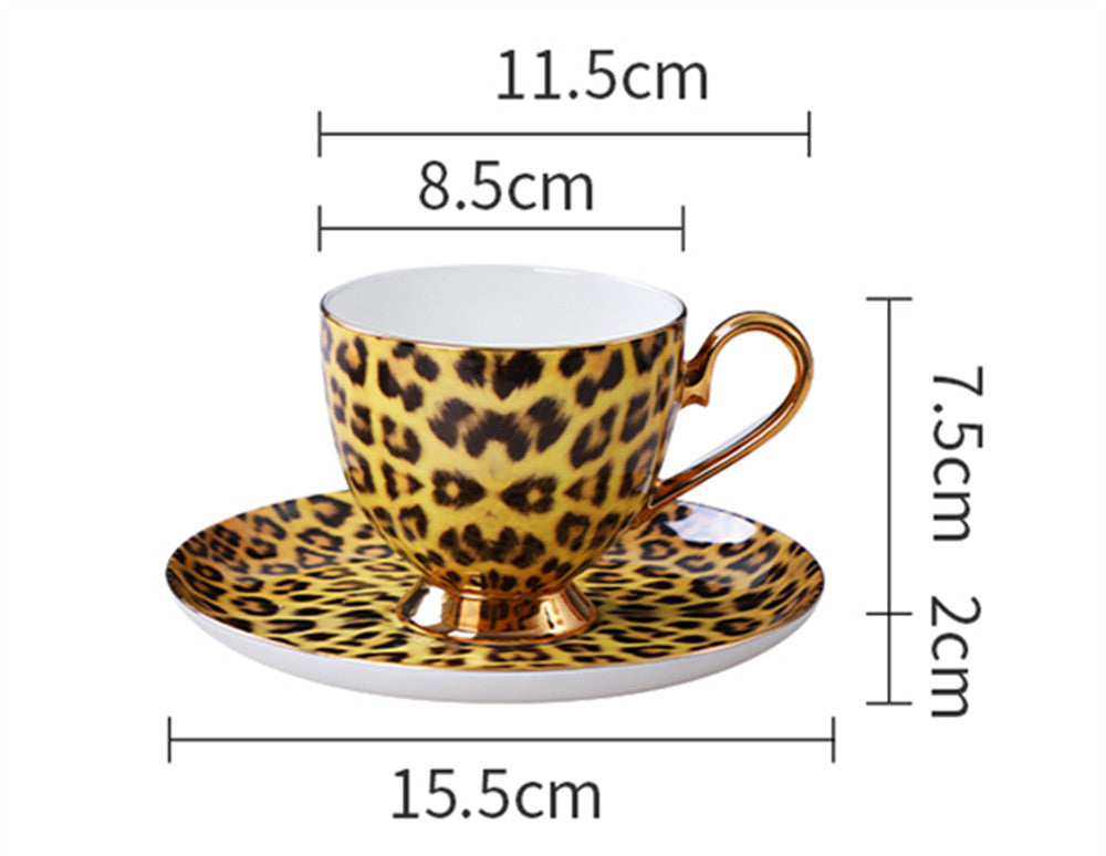 1pcs Bone China British Tea Cup Set Leopard Print Porcelain Coffee Set Ceramic T image 5