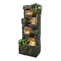 Outdoor Garden Water Fountain 55.5 Inch 4 Tiers Cascading Decor Water Feature with Submersible Pump Relaxation