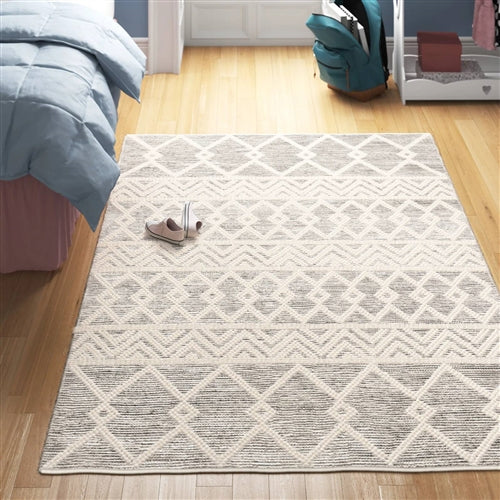 Hand Woven Wool Blend Grey Beige Ivory Persian Style Area Rug image 5