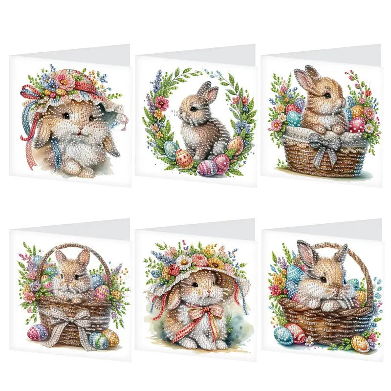 Easter Rabbit Eggs Basket Greeting Cards Jewel Art COMPLETE U CHOOSE image 0