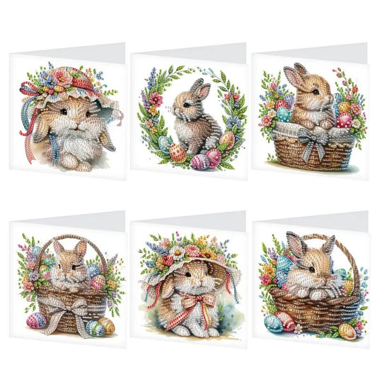 Easter Rabbit Eggs Basket Greeting Cards Jewel Art COMPLETE U CHOOSE image 0