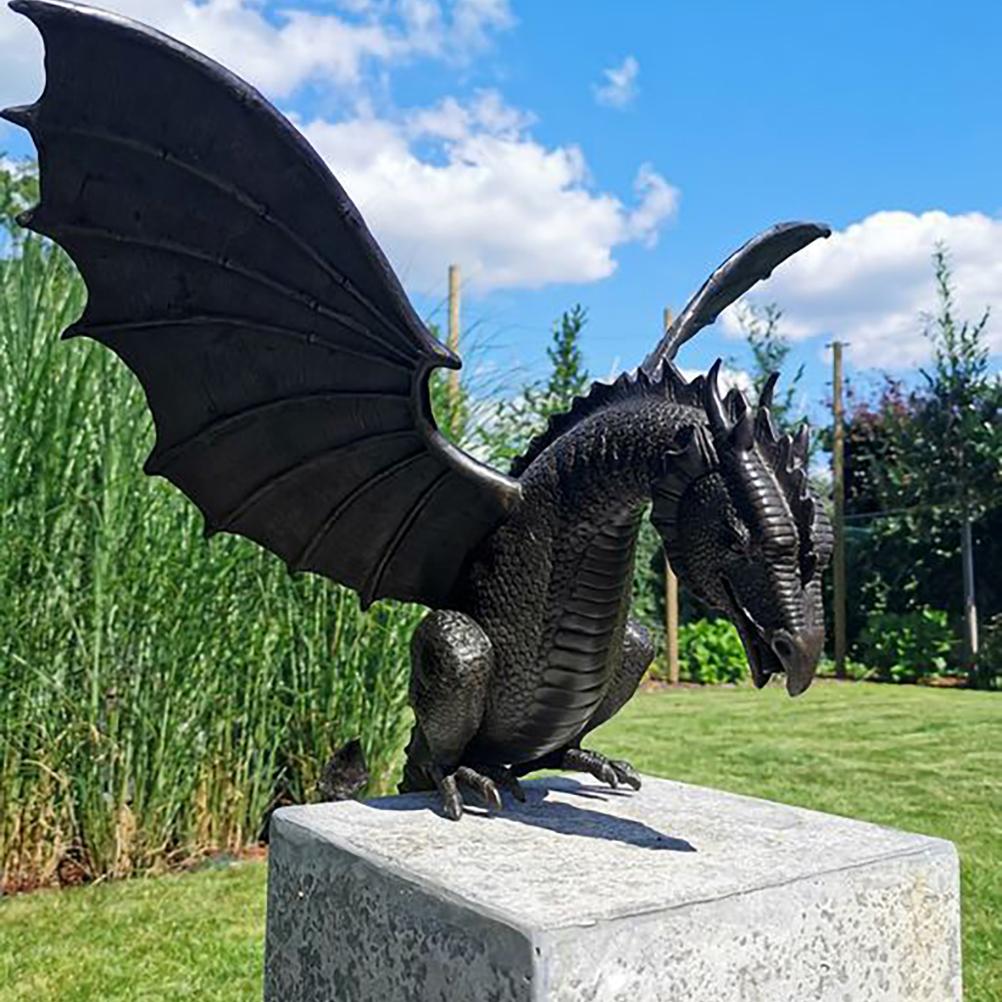 Garden Dragon Statue Fountain Dragon Ornament Resin Water Feature Sculpture for  image 4