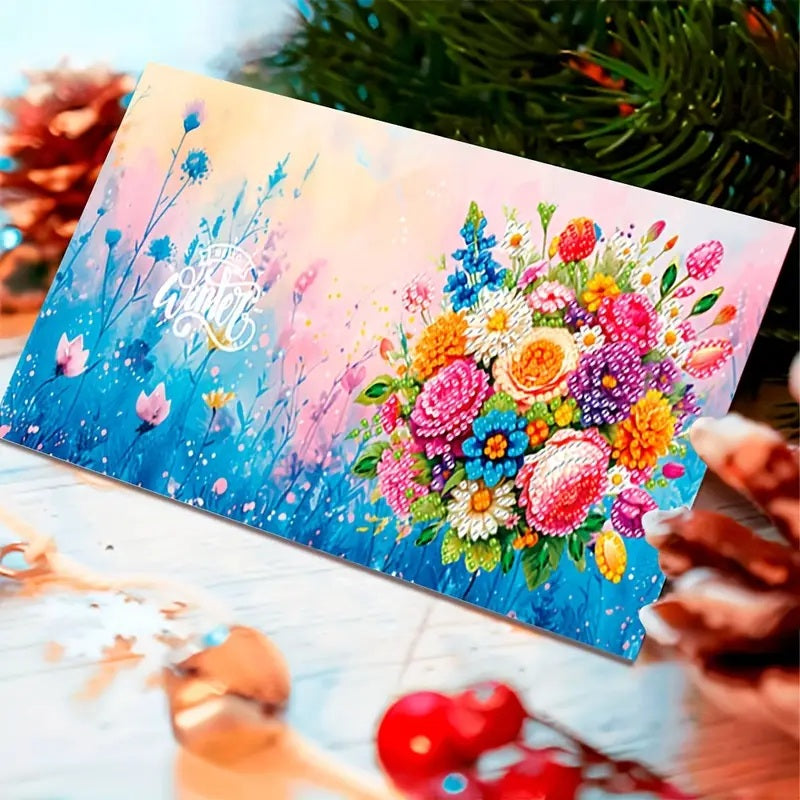 6 Pack Unique Floral Note Greeting Cards Diamond Jewel Art COMPLETED, SEALED image 4