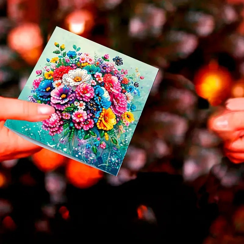 6 Pack Unique Floral Note Greeting Cards Diamond Jewel Art COMPLETED, SEALED image 5