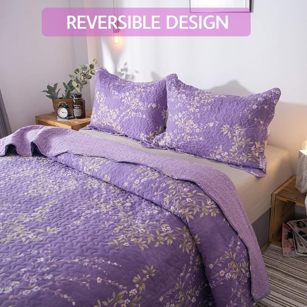 2/3pcs Light Floral Quilt Set, Cute Print All Season Lightweight Bedspread Cover image 9