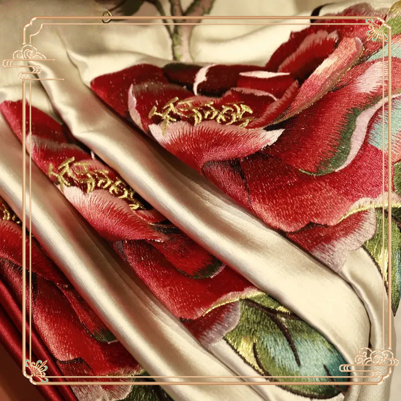 European Embroidered Luxury Curtains for Living Room Bedroom Dining Wedding Red  image 1