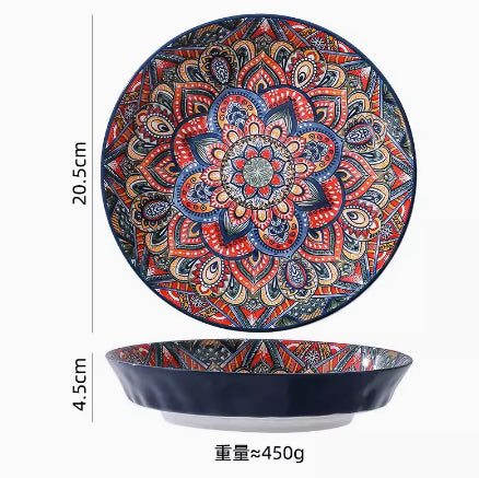 New Bohemian Style Ceramic Household Dishes with Handles Bowls Dishes and Househ image 6