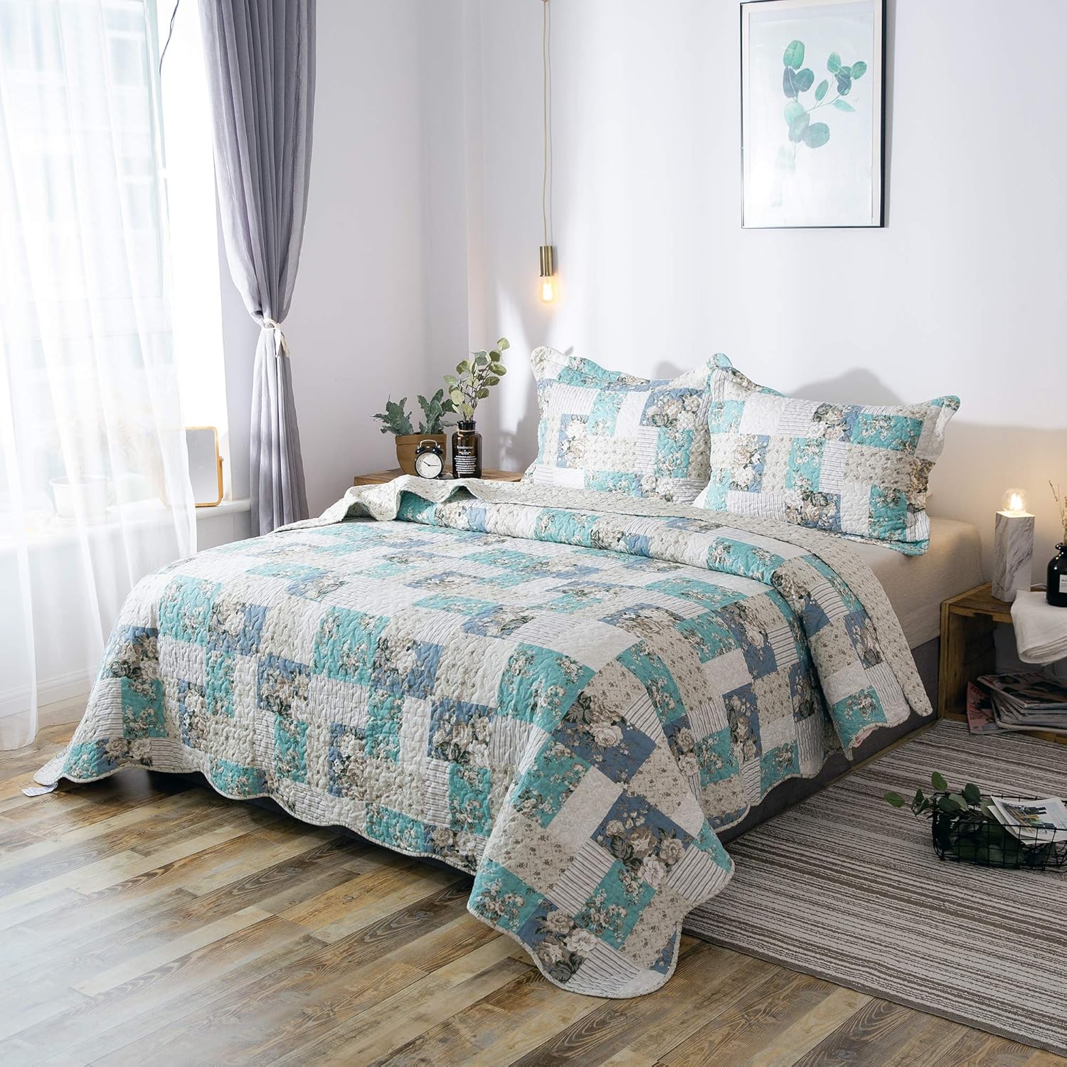 2/3pcs Light Floral Quilt Set, Cute Print All Season Lightweight Bedspread Cover image 29