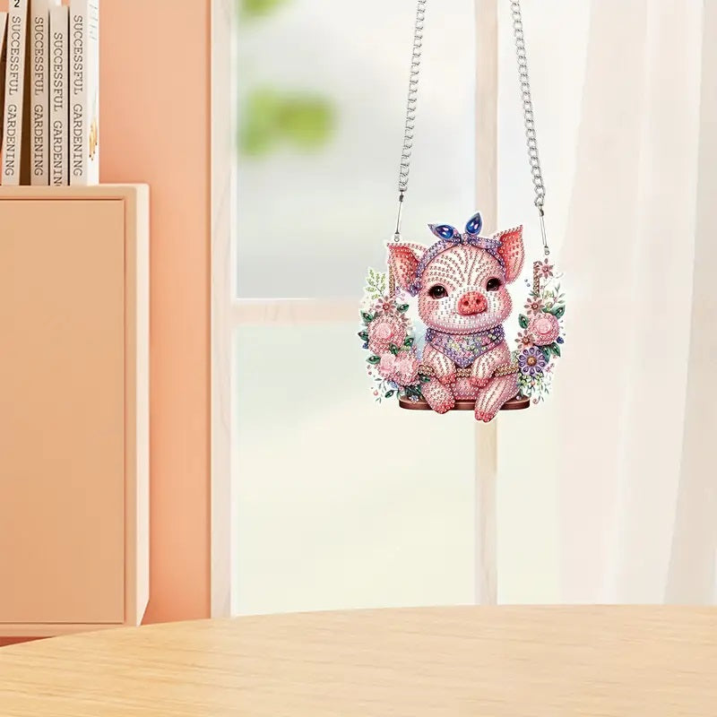 Pig Piggy Diamond Jewel Art Hanging Decor, Home & Bedroom Decor COMPLETED image 1
