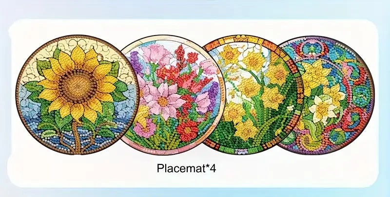4pcs Sunflower Floral Pattern Heat-insulated Table Mats COMPLETED, SEALED image 3