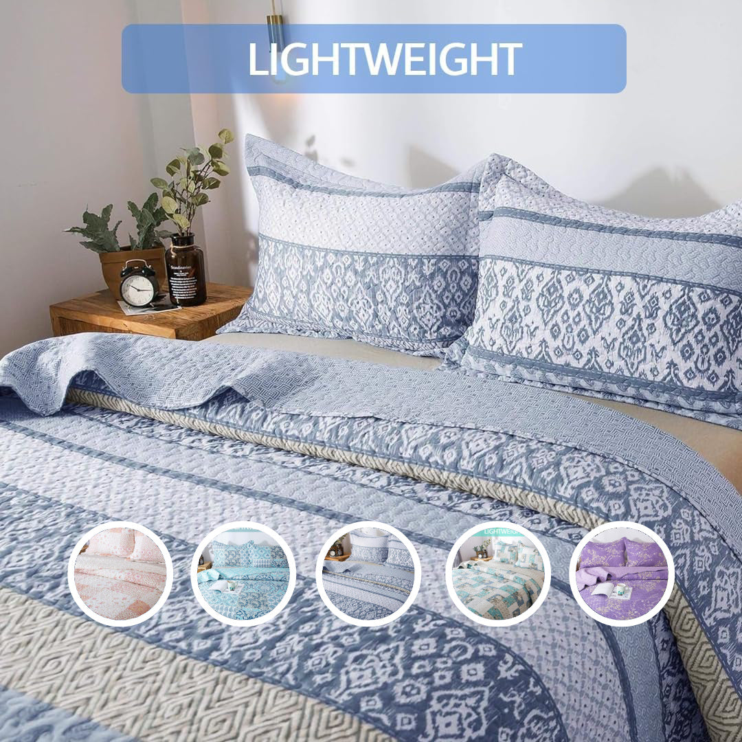 2/3pcs Light Floral Quilt Set, Cute Print All Season Lightweight Bedspread Cover image 5