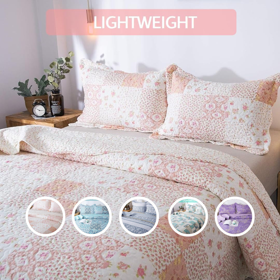 2/3pcs Light Floral Quilt Set, Cute Print All Season Lightweight Bedspread Cover image 38