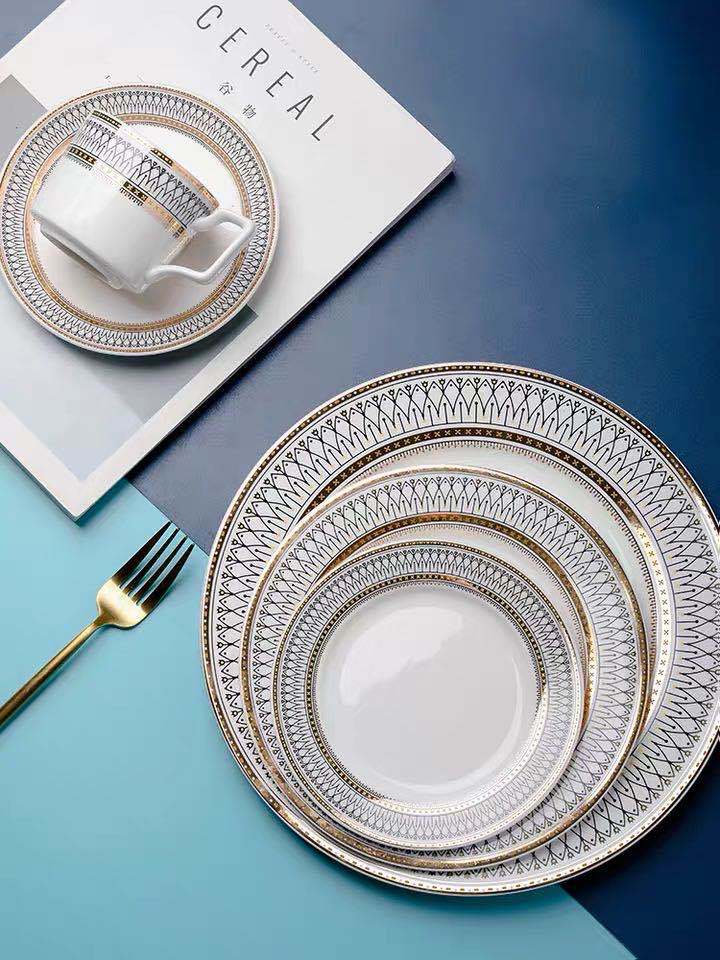 Nordic Luxury Dinner Plates Set, Rice Bowl, Soup Plate, Serving Cake Dessert Pla image 1