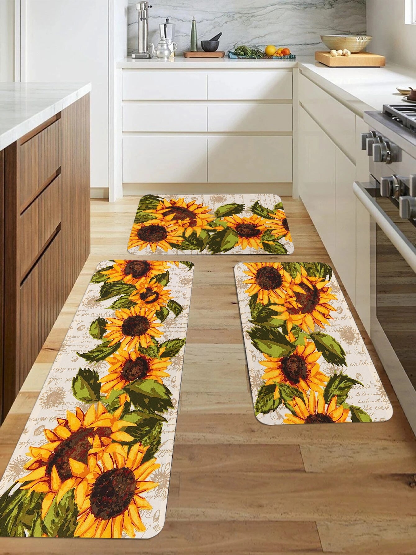 Sunflower Print Kitchen Mat Rug Set Doormat Carpet Non-Slip for Farmhouse Hallwa image 6