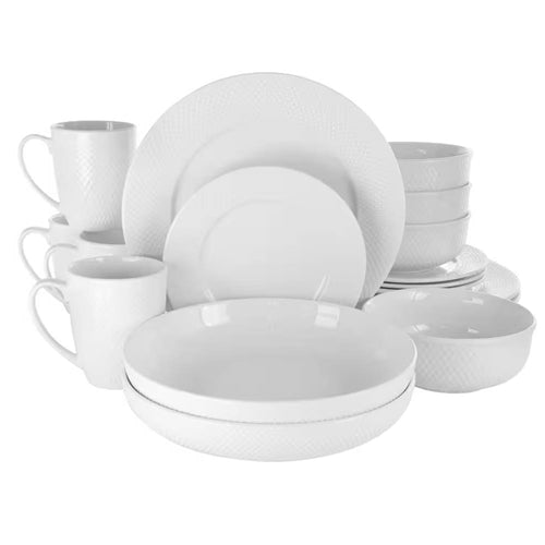 18-Piece White Porcelain Dinnerware Set with Plates Bowls Mugs - Service for 4 image 0