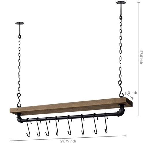 FarmHome Rustic Industrial 8 S-Hooks Ceiling Mounted Hanging Pot Rack image 2