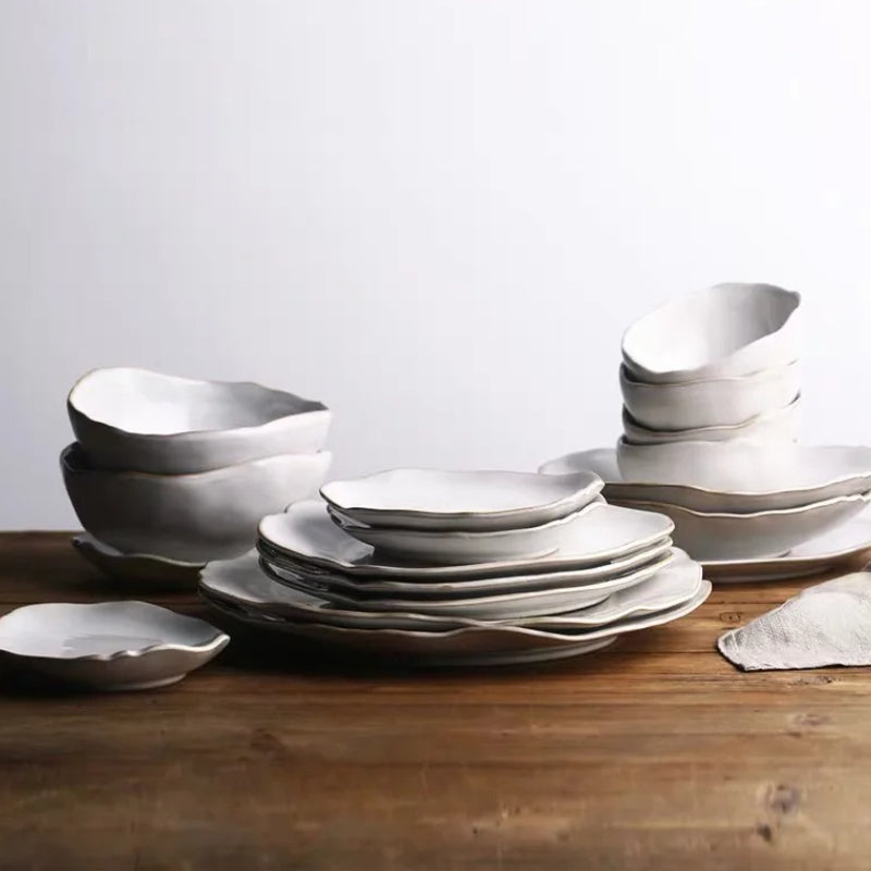 Dinner Plate Set - Rice, Soup, Noodle & Sushi Bowls with Sauce Dishes and Wester image 2
