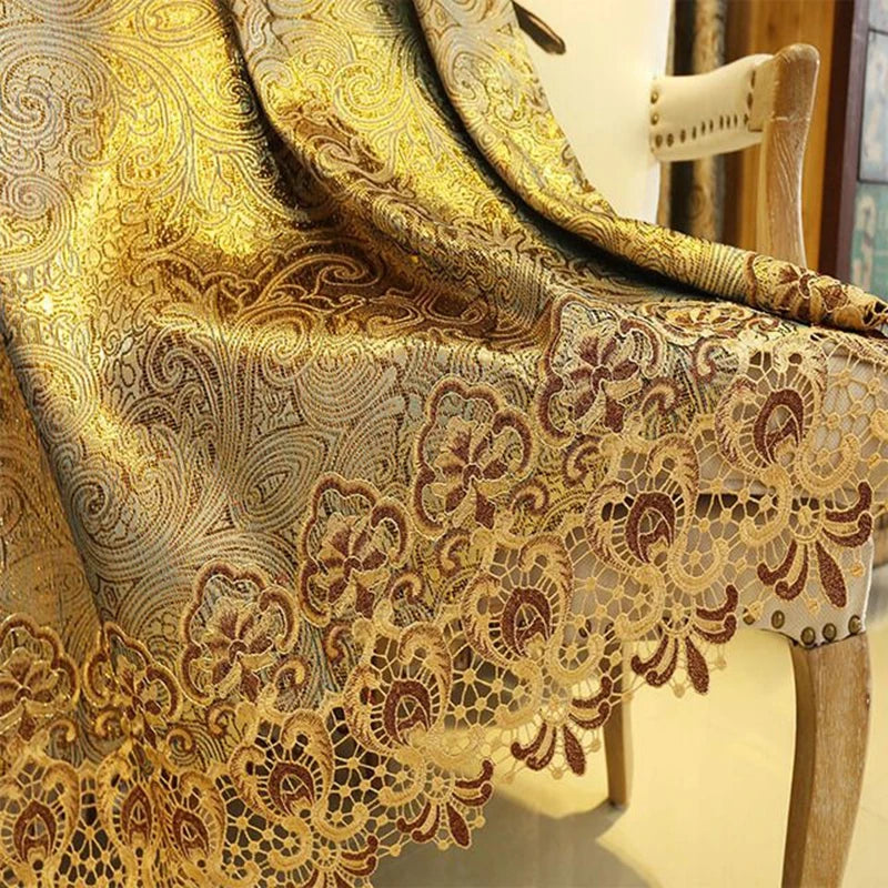 Europe Palace Semi-Blackout Curtains Luxurious Gold Jacquard  Embroidered Bedroo image 4