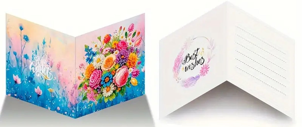 6 Pack Unique Floral Note Greeting Cards Diamond Jewel Art COMPLETED, SEALED image 3