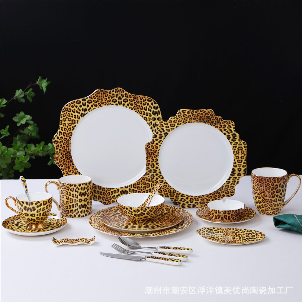 1pcs Bone China British Tea Cup Set Leopard Print Porcelain Coffee Set Ceramic T image 0