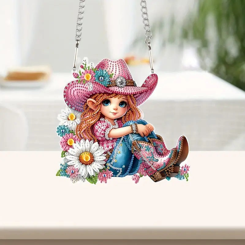 Cowgirl Diamond Jewel Art Hanging Decor, Home & Bedroom Decor COMPLETED image 2