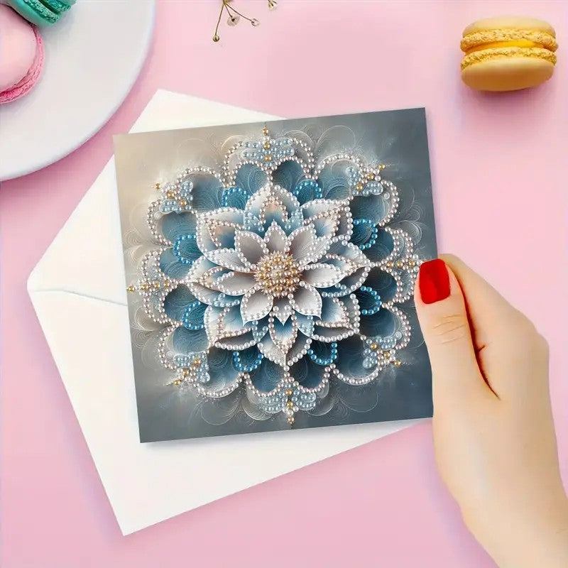 6 Unique Floral Note Greeting Cards Diamond Jewel Art COMPLETED image 5
