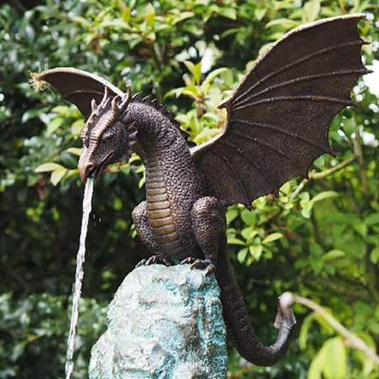 Garden Dragon Statue Fountain Dragon Ornament Resin Water Feature Sculpture for  image 0