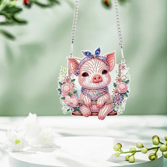 Pig Piggy Diamond Jewel Art Hanging Decor, Home & Bedroom Decor COMPLETED image 0