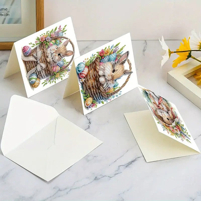 Easter Rabbit Eggs Basket Greeting Cards Jewel Art COMPLETE U CHOOSE image 1