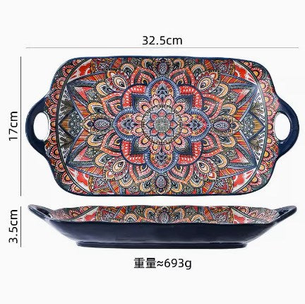 New Bohemian Style Ceramic Household Dishes with Handles Bowls Dishes and Househ image 7