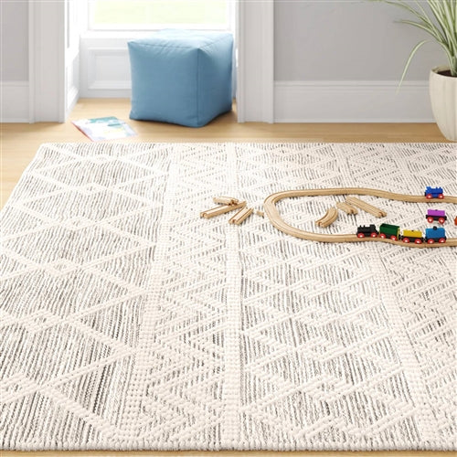 Hand Woven Wool Blend Grey Beige Ivory Persian Style Area Rug image 6