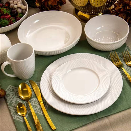 18-Piece White Porcelain Dinnerware Set with Plates Bowls Mugs - Service for 4 image 2