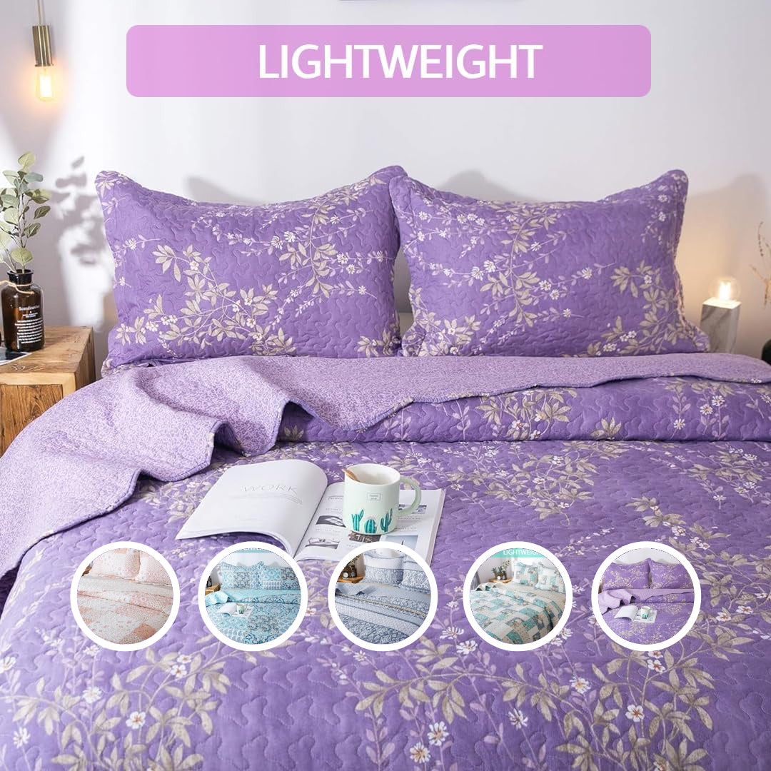 2/3pcs Light Floral Quilt Set, Cute Print All Season Lightweight Bedspread Cover image 36