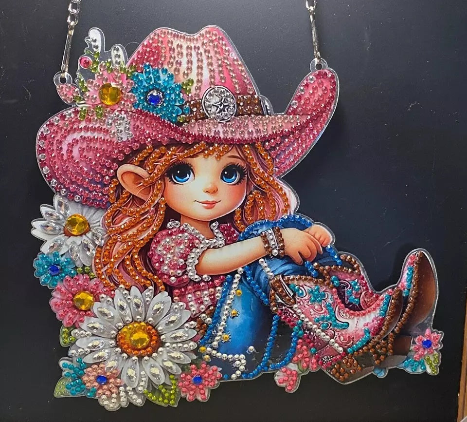 Cowgirl Diamond Jewel Art Hanging Decor, Home & Bedroom Decor COMPLETED image 1