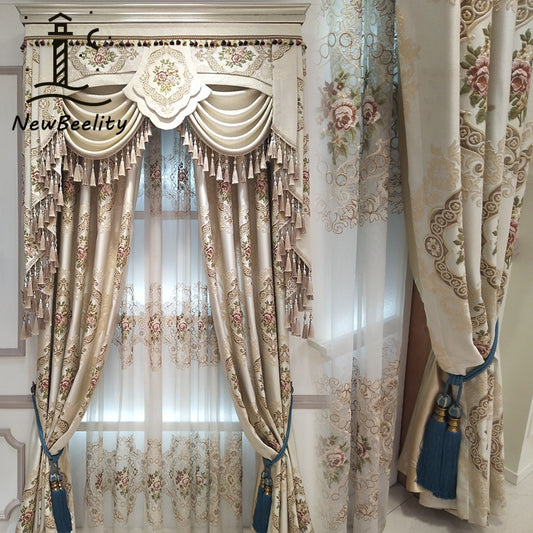 Luxury European Window Curtains for Living Room Bedroom Dining Blackout Colored  image 0