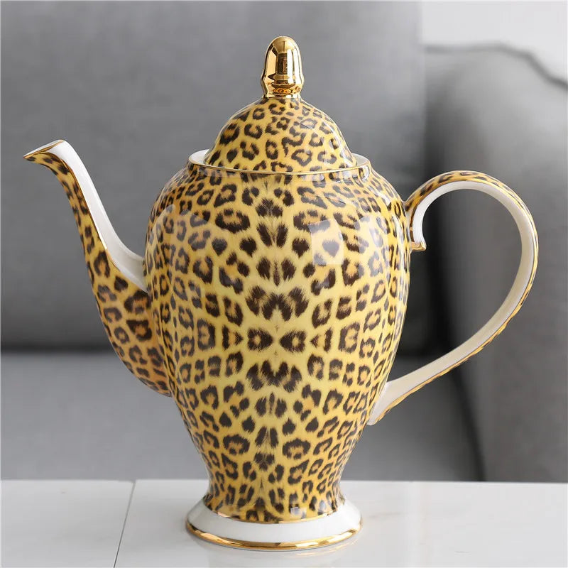 Leopard Pattern Bone China Coffee Tea Cup Hotel Clubhouse Restaurant Tableware C image 17
