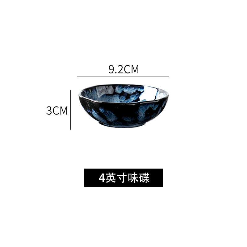 Ceramic Dinner Plates and Bowls, Blue Dishes, Creative Japanese Retro Kiln Chang image 6