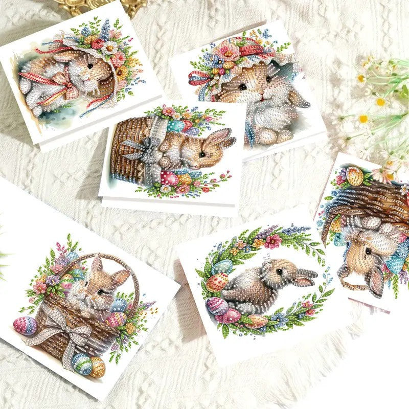 Easter Rabbit Eggs Basket Greeting Cards Jewel Art COMPLETE U CHOOSE image 3