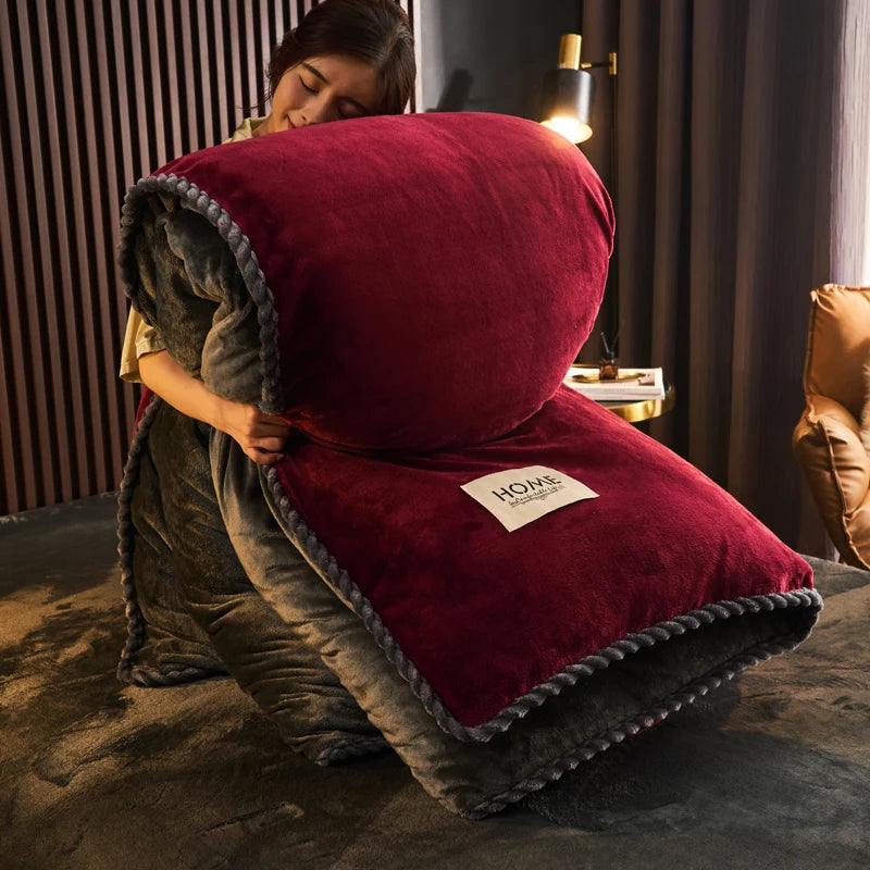 Winter Milk Velvet Quilt Duvet Cover Bedding Set Warm Thicken Bed Quilt Cover Double Bed Cover Queen King Comforter Cover 220x24