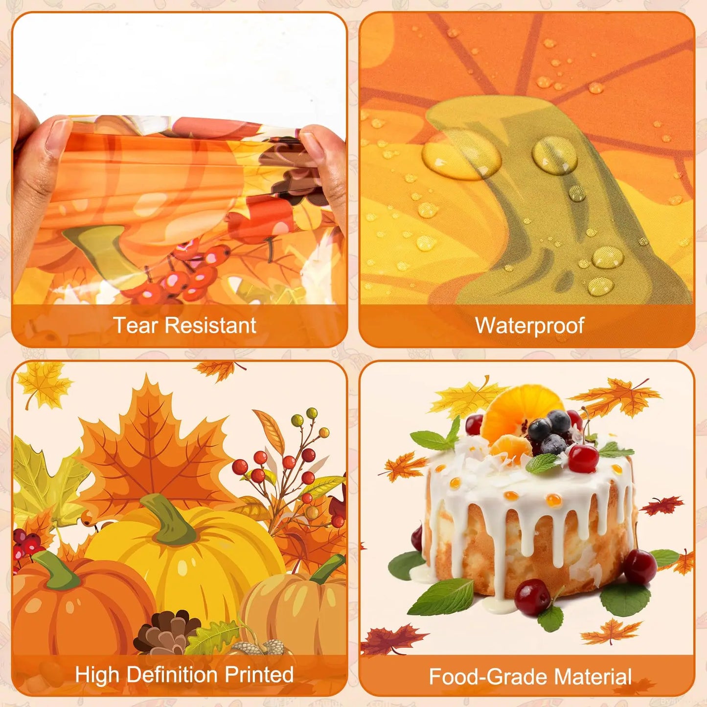 Thanksgiving Tablecloth Fall Autumn Rectangle Pumpkin Maple Leaf Table Cover for Happy Thanksgiving Day Party Supplies Favors