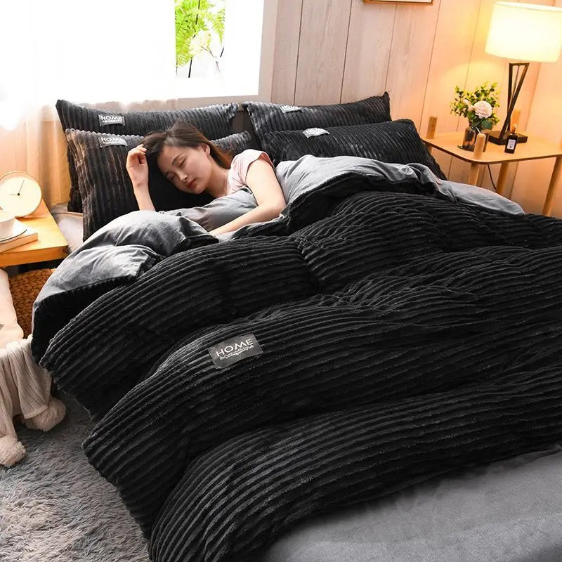 Thick Solid Color Velvet Duvet Cover Winter Warmth Bedding Set Double Quilt Cover Twin Queen King Comforter Cover 220*240