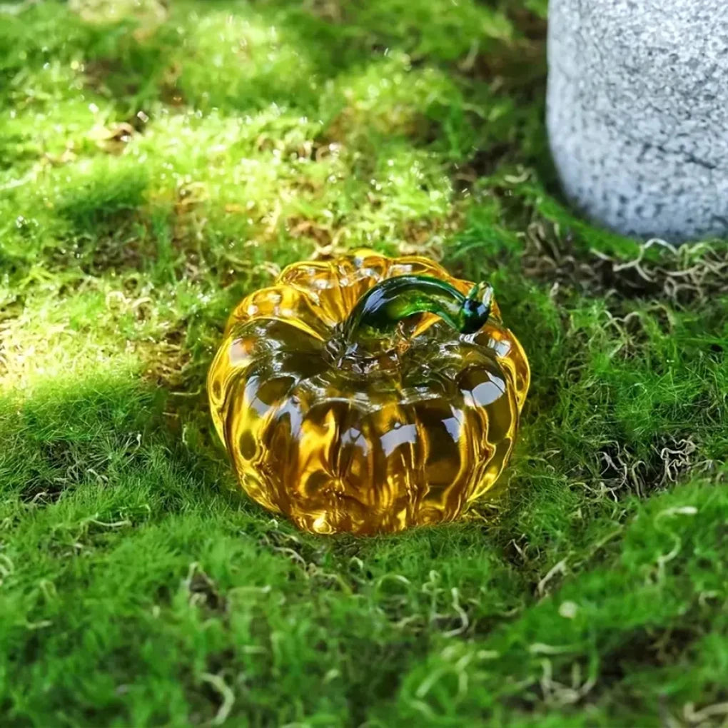Crystal Glass Pumpkin Decor Figurine Halloween Pumpkin  Thanksgiving Table Decoration Glass Crafts Souvenir Home Decor