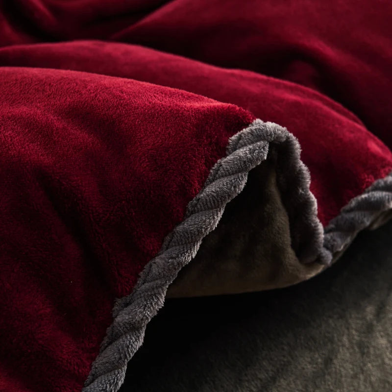 Winter Milk Velvet Quilt Duvet Cover Bedding Set Warm Thicken Bed Quilt Cover Double Bed Cover Queen King Comforter Cover 220x24